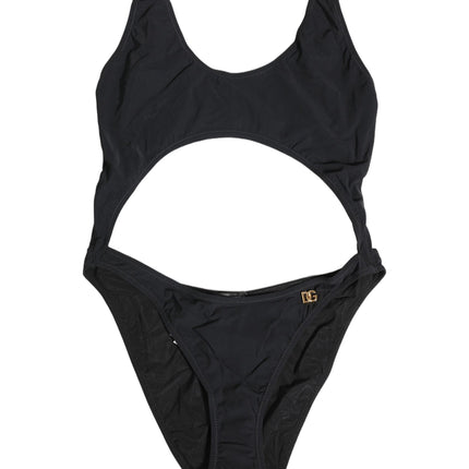Dolce & Gabbana Black Cutout Logo One Piece Swimsuit Swimwear