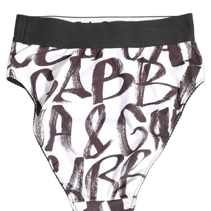 Dolce & Gabbana White Black Graphic Logo High Brief Underwear
