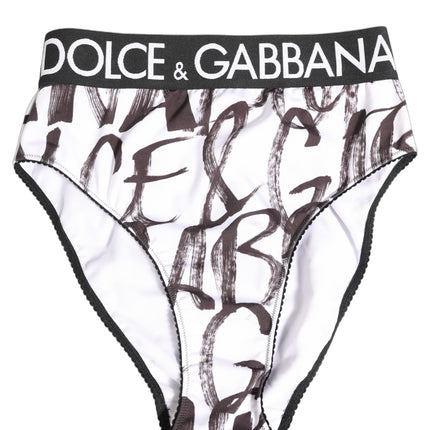 Dolce & Gabbana White Black Graphic Logo High Brief Underwear