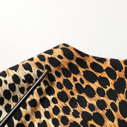 Dolce & Gabbana Brown Leopard Print Silk Sheath Midi Dress