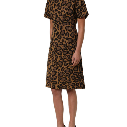 Dolce & Gabbana Brown LeopardPrint Flared A-line Mini Dress