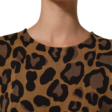 Dolce & Gabbana Brown LeopardPrint Flared A-line Mini Dress