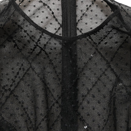 Dolce & Gabbana Black Mesh Lace Long Sleeved Maxi Gown Dress
