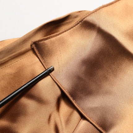 Emporio Armani Brown Satin Acetate Wrap Sheath Mini Belted Dress