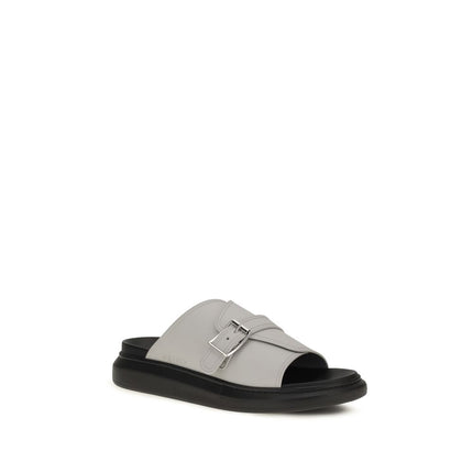 Alexander McQueen Gray Calf Leather Bos Taurus Platform Sandals