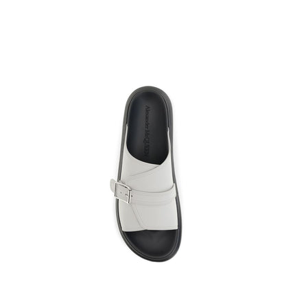 Alexander McQueen Gray Calf Leather Bos Taurus Platform Sandals