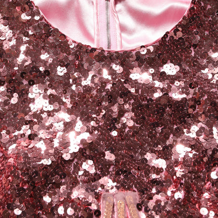 Dolce & Gabbana Pink Long Sequined Corset Detailing Gown Dress