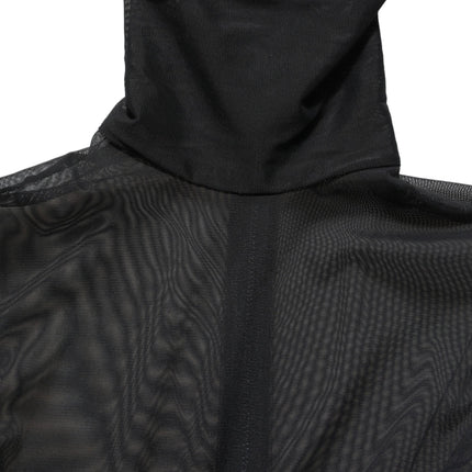 Dolce & Gabbana Black Sheer Mesh Jumpsuit Turtleneck Dress