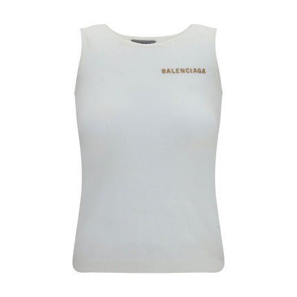 Balenciaga White Cotton Tank Tops