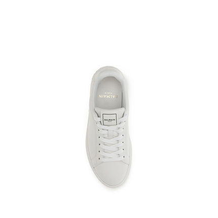 Balmain White Calf Leather Bos Taurus Athletic Sneakers