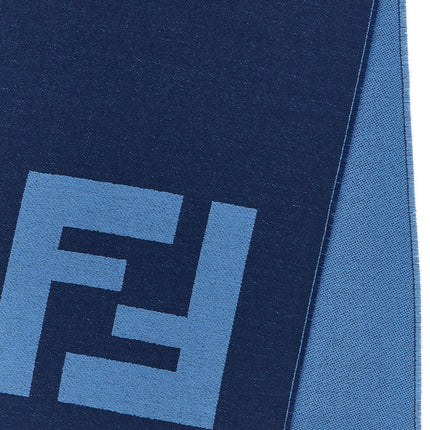 Fendi Blue Virgin Wool Scarf