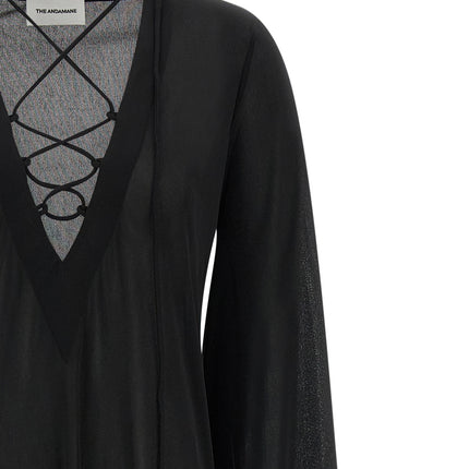 The Andamane Black Polyester Long Dress