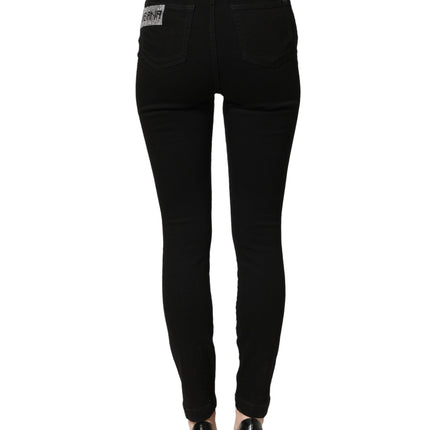 Dolce & Gabbana Black Grace Rhinestone HighWaist Denim Jeans