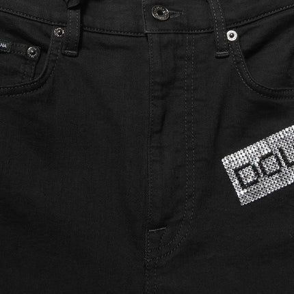 Dolce & Gabbana Black Grace Rhinestone HighWaist Denim Jeans