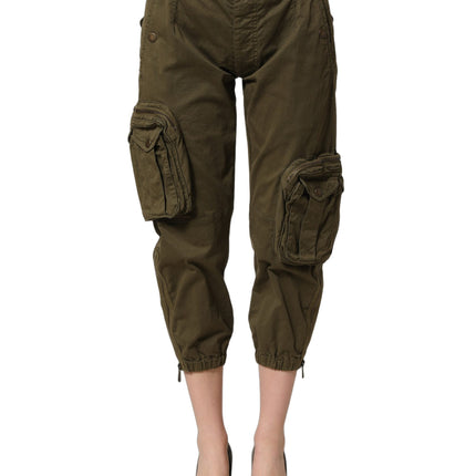 Dolce & Gabbana Olive Green High Waist Cargo Trouser Pants