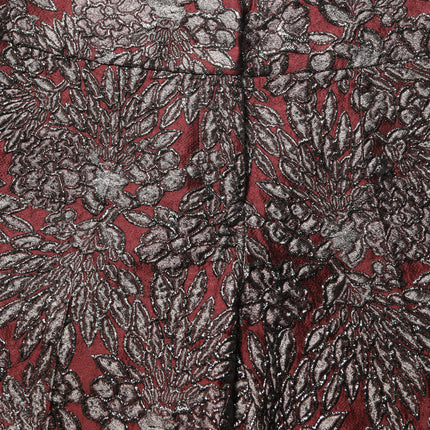 Dolce & Gabbana Burgundy Grey Floral Jacquard Straight Pants