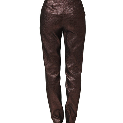 Dolce & Gabbana Metallic Brown High Waist Tapered Leg Pants