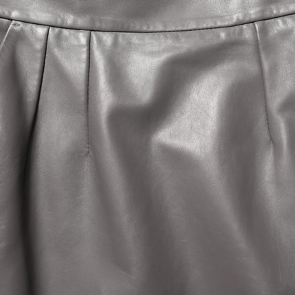 Dolce & Gabbana Gray Leather High Waist Pencil Cut Midi Skirt