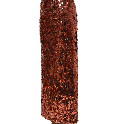 Dolce & Gabbana Bronze Sequin HighWaist PencilCut Midi Skirt
