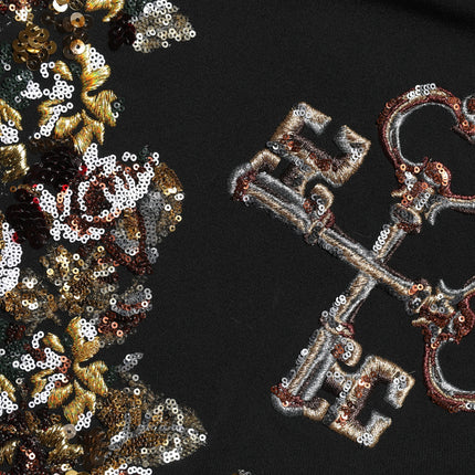 Dolce & Gabbana Black Floral Embellished A-line Mini Skirt