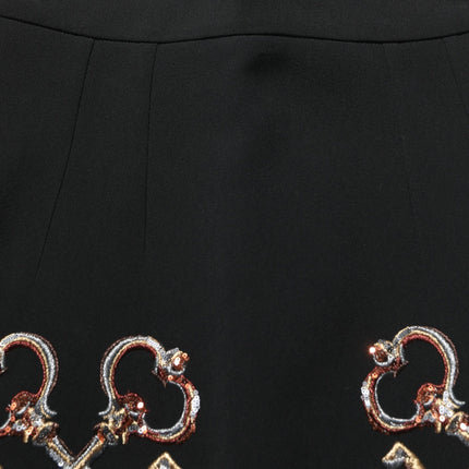 Dolce & Gabbana Black Floral Embellished A-line Mini Skirt