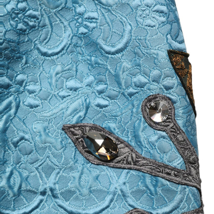 Dolce & Gabbana Blue Jacquard Embroidered A-line Skirt