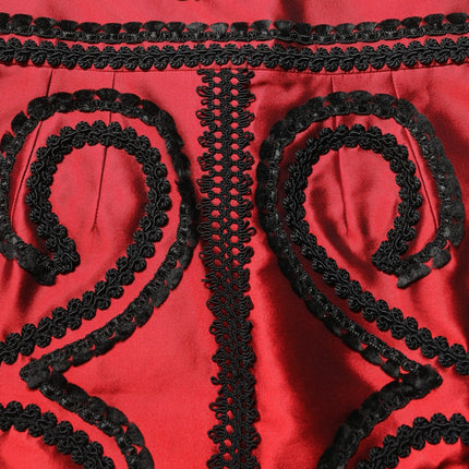 Dolce & Gabbana Red Soutache Embroidery A-line Mini Skirt