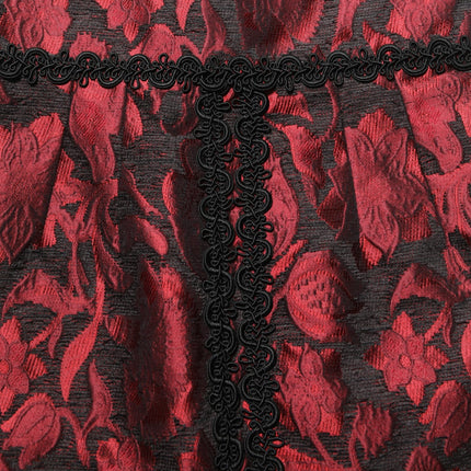 Dolce & Gabbana Red Black Floral Lace Jacquard Mini Skirt