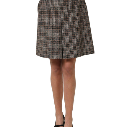 Dolce & Gabbana Brown Tweed High Waist A-line Mini Skirt