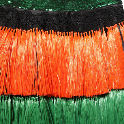 Dolce & Gabbana Multicolor Fringe Sequin High Waist Knee Length Skirt