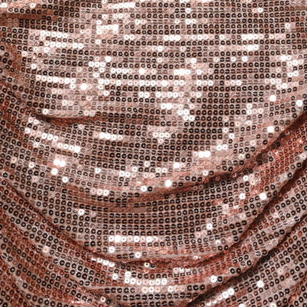Dolce & Gabbana Rose Gold Sequin High Waist Ruched Maxi Skirt