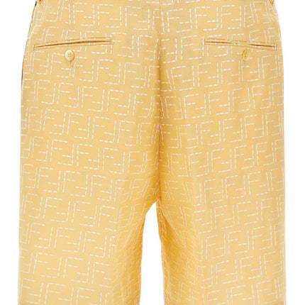Fendi Bicolor Linen Bermuda Shorts