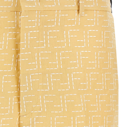 Fendi Bicolor Linen Bermuda Shorts