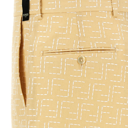 Fendi Bicolor Linen Bermuda Shorts