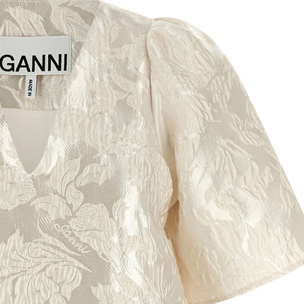 Ganni White Polyester Short Dress Ganni