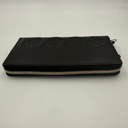 Gucci GUCCI Zip Black Front Logo Embossed Wallet