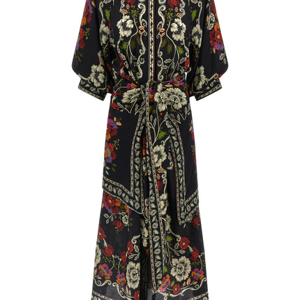 FARM RIO Black Viscose Midi Dress