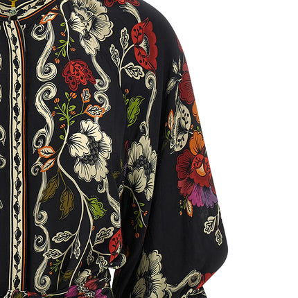 FARM RIO Black Viscose Midi Dress