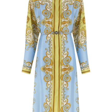Versace Blue Silk Midi Dress