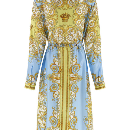 Versace Blue Silk Midi Dress