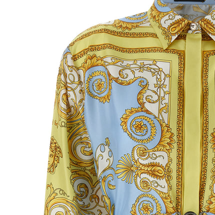 Versace Blue Silk Midi Dress