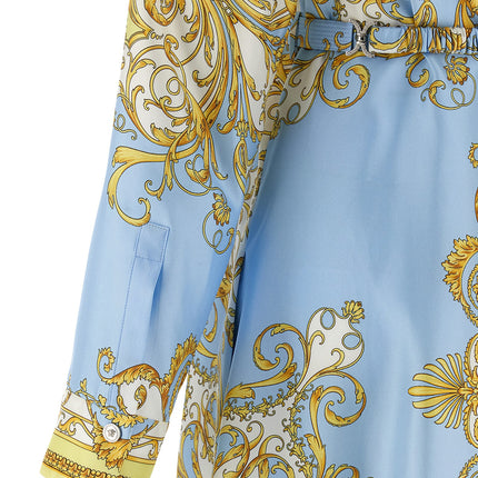 Versace Blue Silk Midi Dress