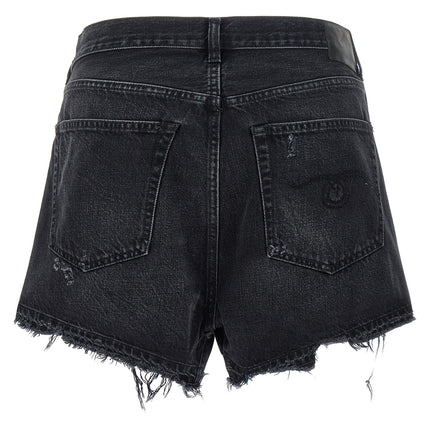 R13 Black Cotton Bermuda Shorts