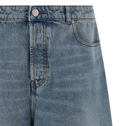 Ami Paris Blue Cotton Bermuda Shorts