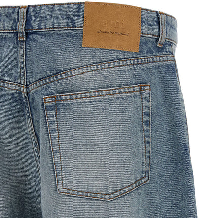 Ami Paris Blue Cotton Bermuda Shorts