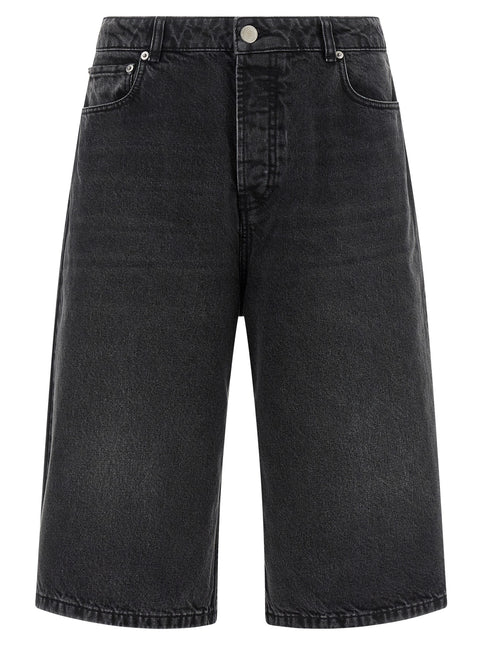 Ami Paris Black Cotton Bermuda Shorts