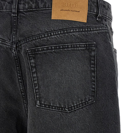 Ami Paris Black Cotton Bermuda Shorts