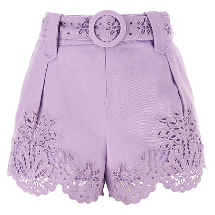 FARM RIO Purple Linen Bermuda Shorts