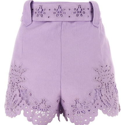 FARM RIO Purple Linen Bermuda Shorts