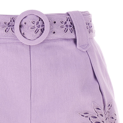 FARM RIO Purple Linen Bermuda Shorts